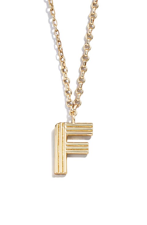 Oversize Etched Letter Initial Pendant Necklace