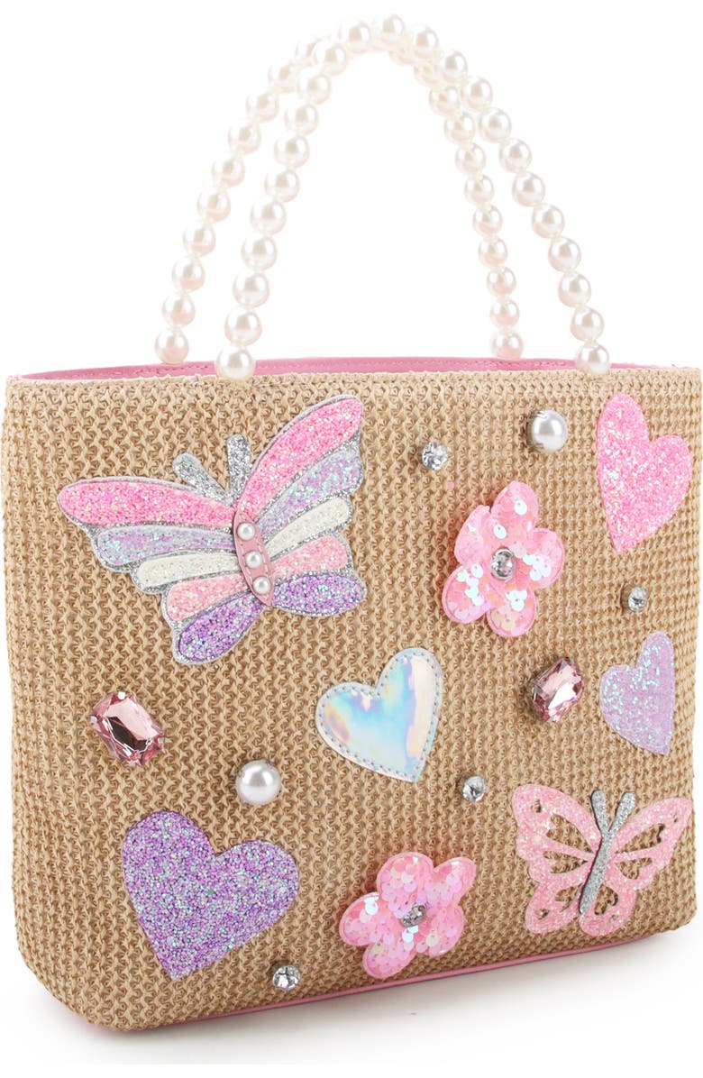 OMG Accessories Kids' Applique Straw Tote, Alternate, color, Natural