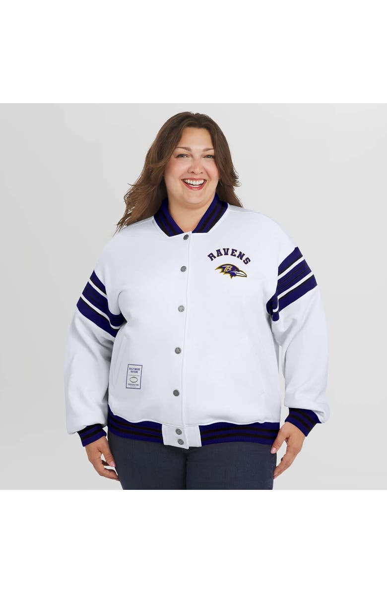 WEAR by Erin Andrews Women's WEAR by Erin Andrews White Baltimore Ravens Plus Size Full-Snap Fleece Sweatshirt Jacket, Alternate, color, White
