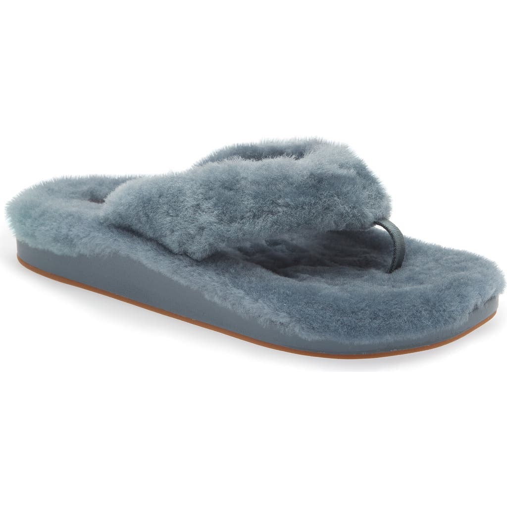 Olukai Kipea Heu Genuine Shearling Slide Sandal In Animal Print