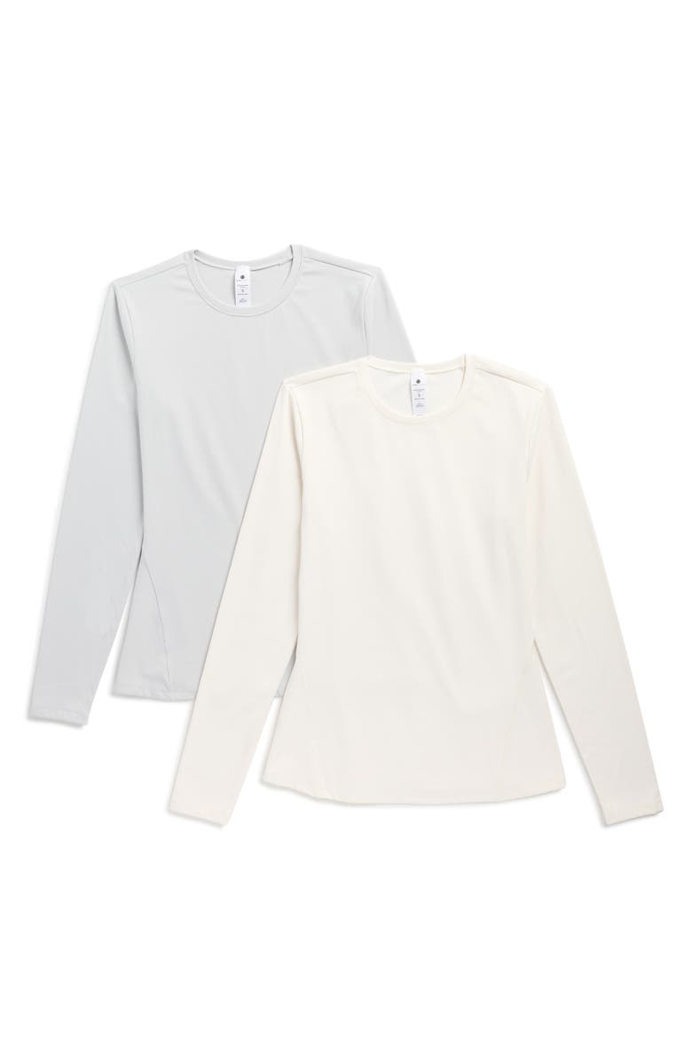 YOGALICIOUS Ultra Lush Zena 2-Pack Fitted Long Sleeve T-Shirts, Main, color, Micro Chip/ Sugar Swizzle