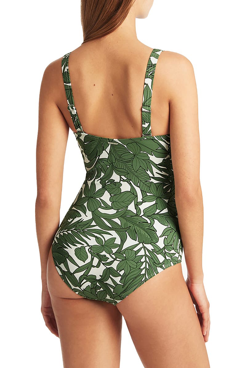 Sea Level Cross Front Multi Fit One-Piece Swimsuit, Alternate, color, Olive