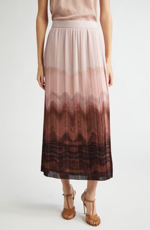 Pleated Ombré Midi Skirt