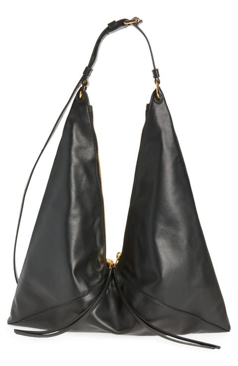 Folded Leather Hobo Bag
