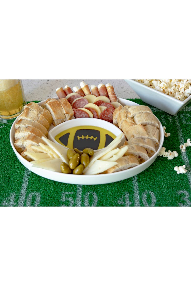 Olive Oil and Balsamic Vinegar Dipping Platter - Football, Alternate, color, White