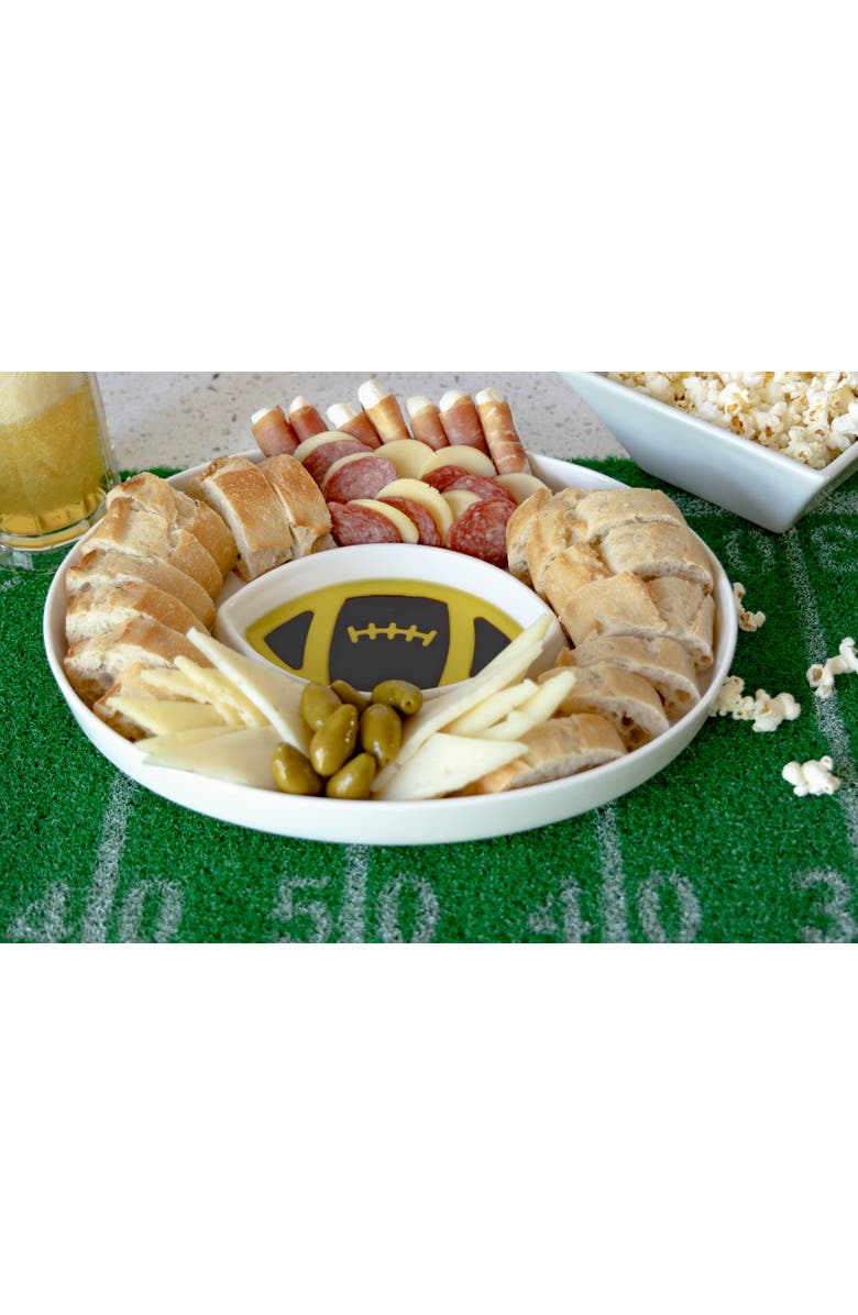Jeanne Fitz Olive Oil and Balsamic Vinegar Dipping Platter - Football, Alternate, color, White