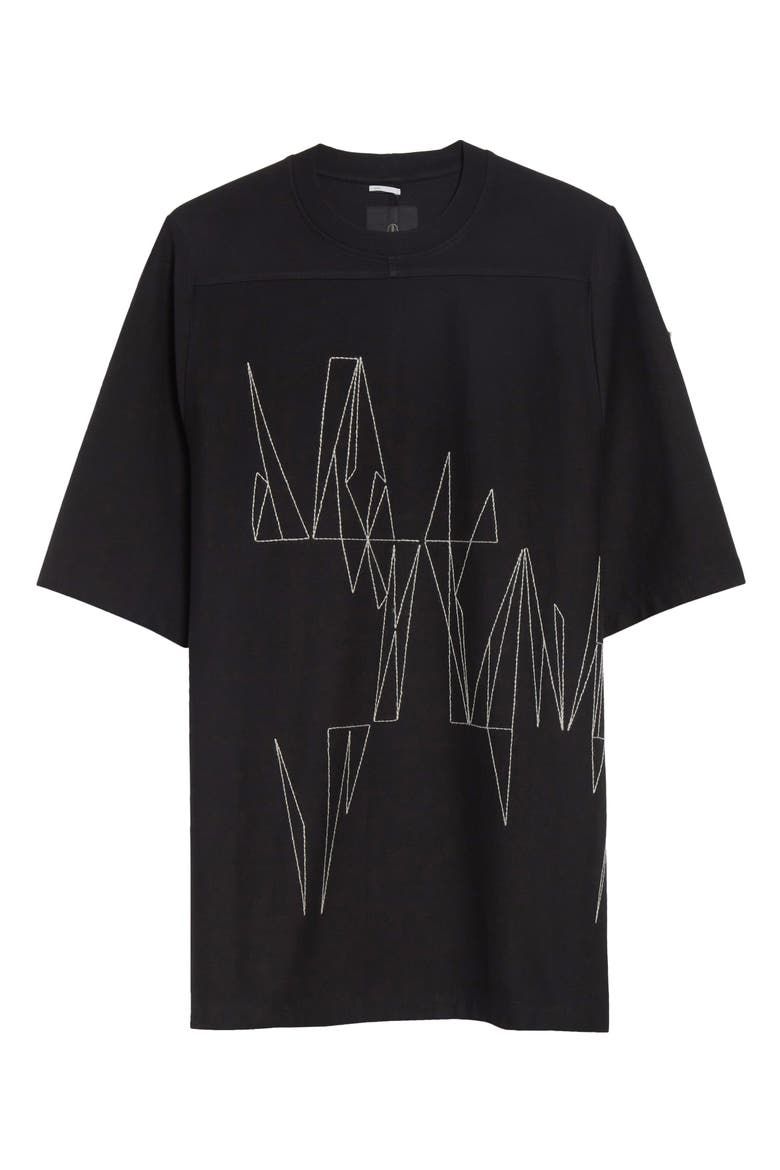 x Rick Owens Jumbo Embroidered Cotton T-Shirt, Alternate, color, BLACK