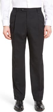 Berle Lightweight Plain Weave Pleated Classic Fit Trousers