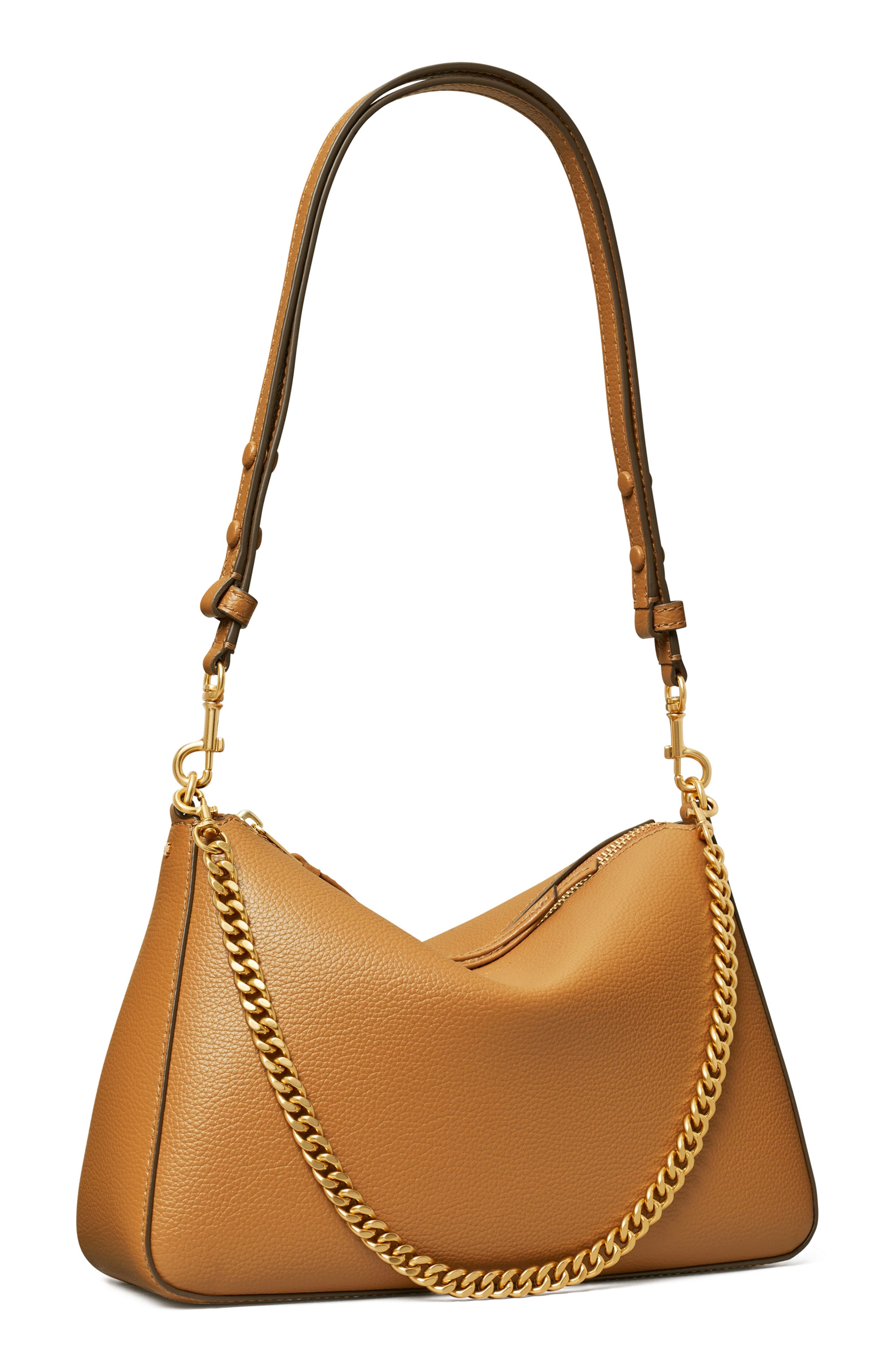 Perry Leather Shoulder Bag, Alternate, color, AUTUMN BROWN