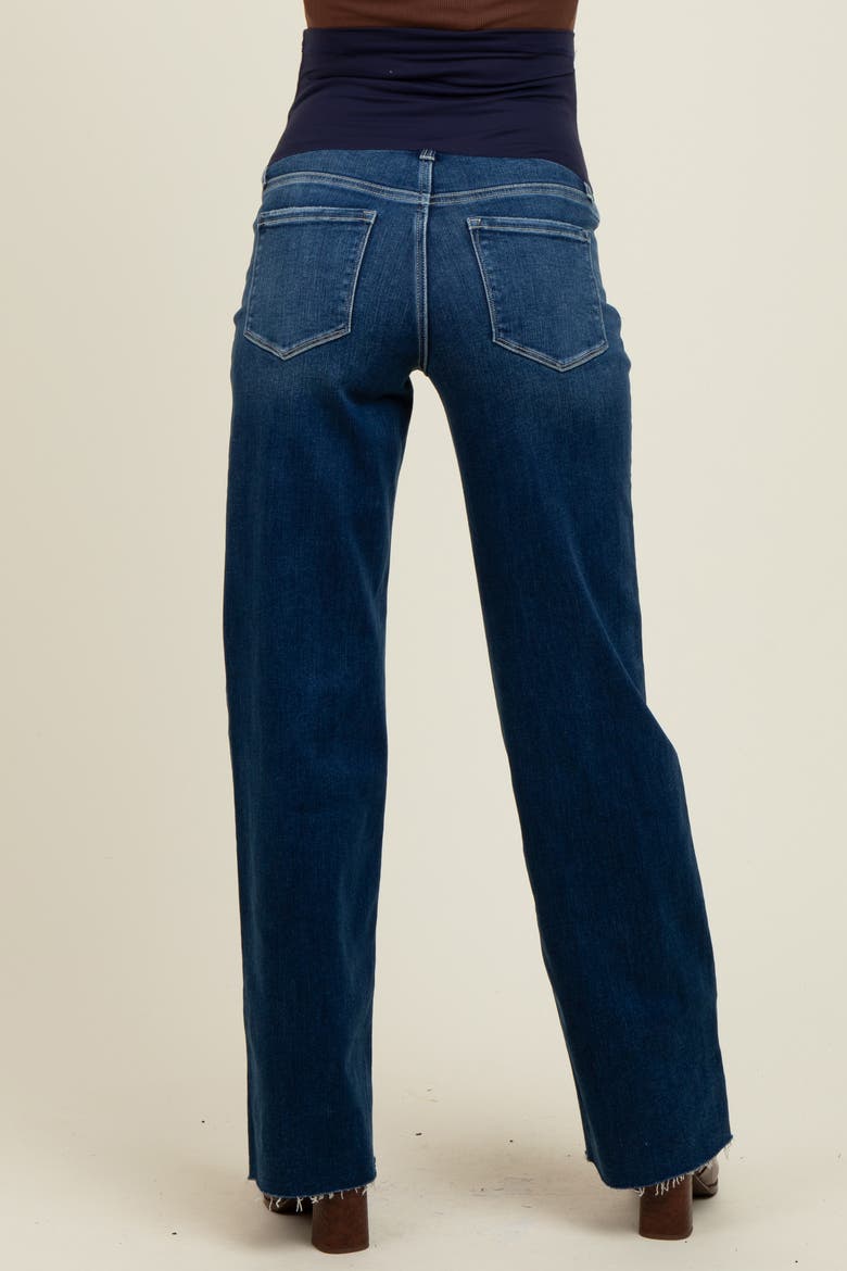 Raw Hem Slim Wide Leg Maternity Jeans, Alternate, color, Navy Blue