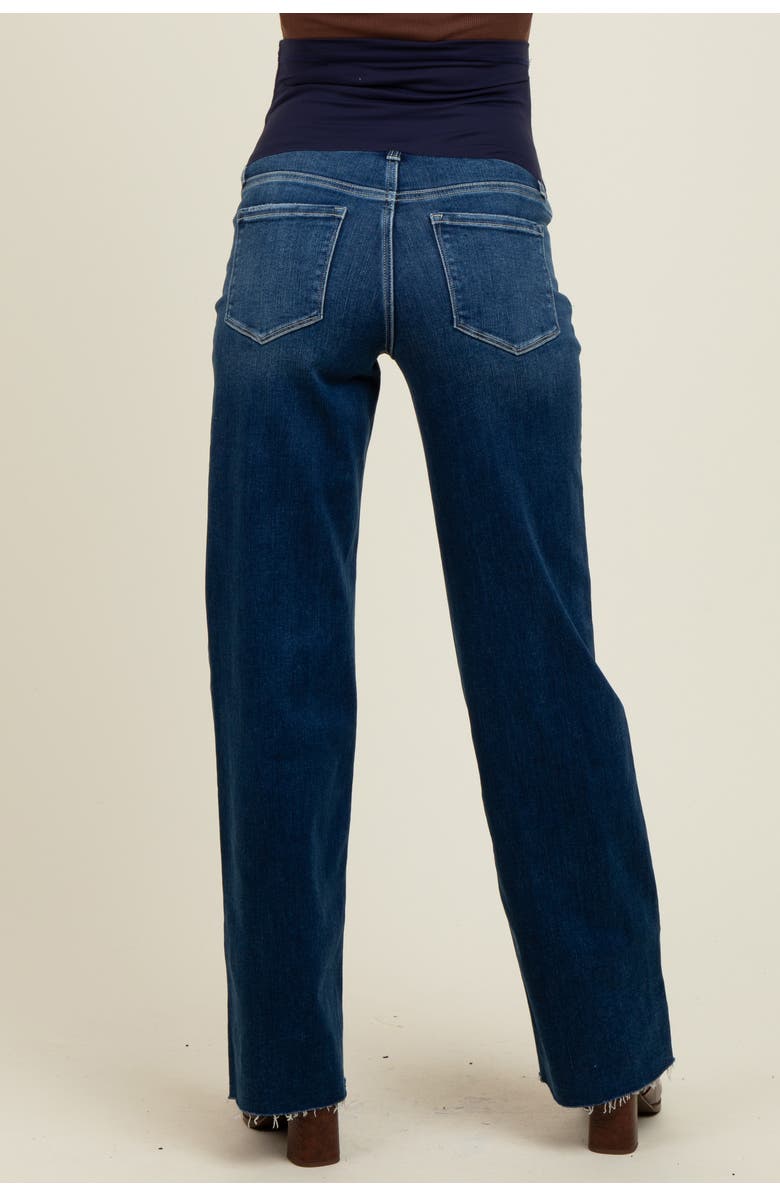 PinkBlush Raw Hem Slim Wide Leg Maternity Jeans, Alternate, color,