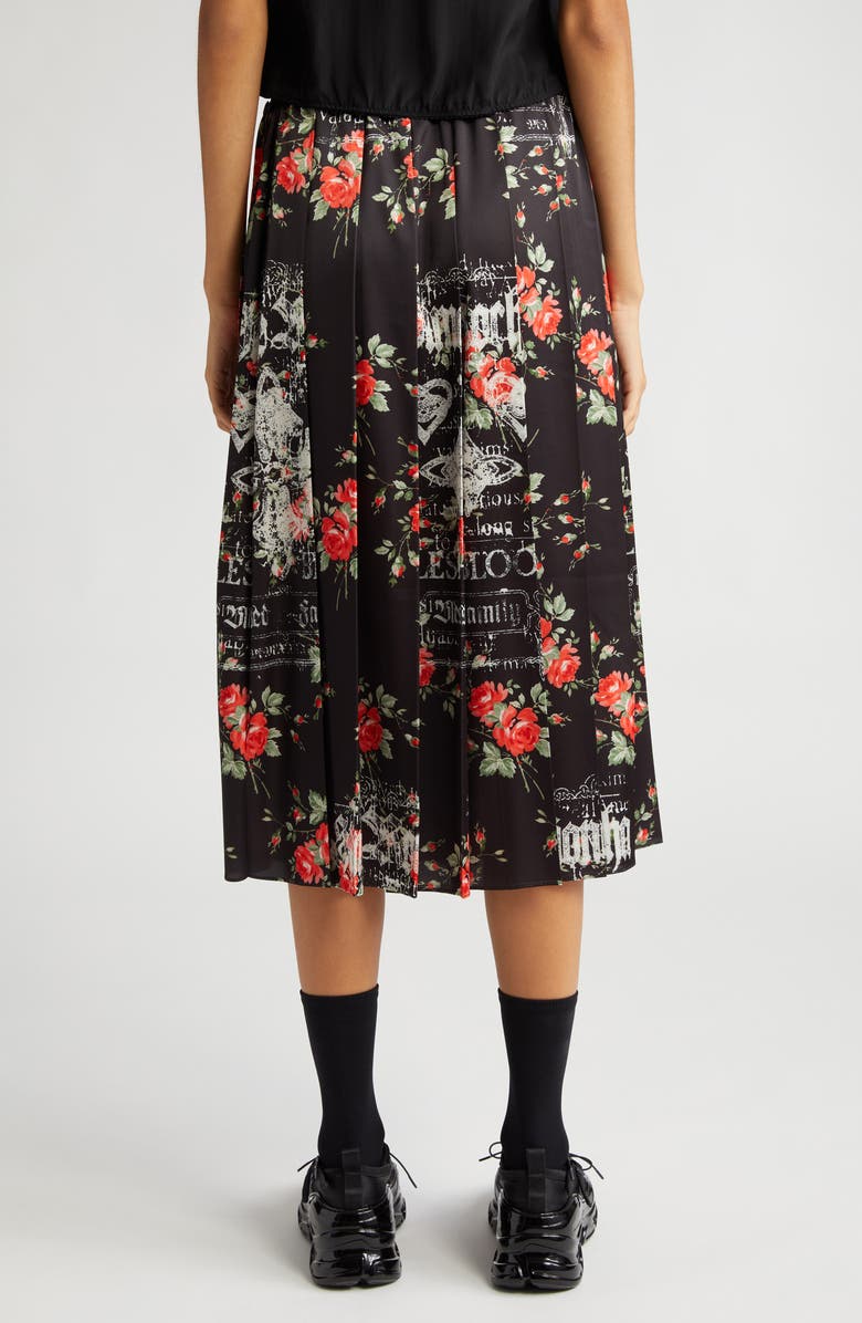 Simone Rocha Logo Floral Print Pleated Skirt, Alternate, color, 