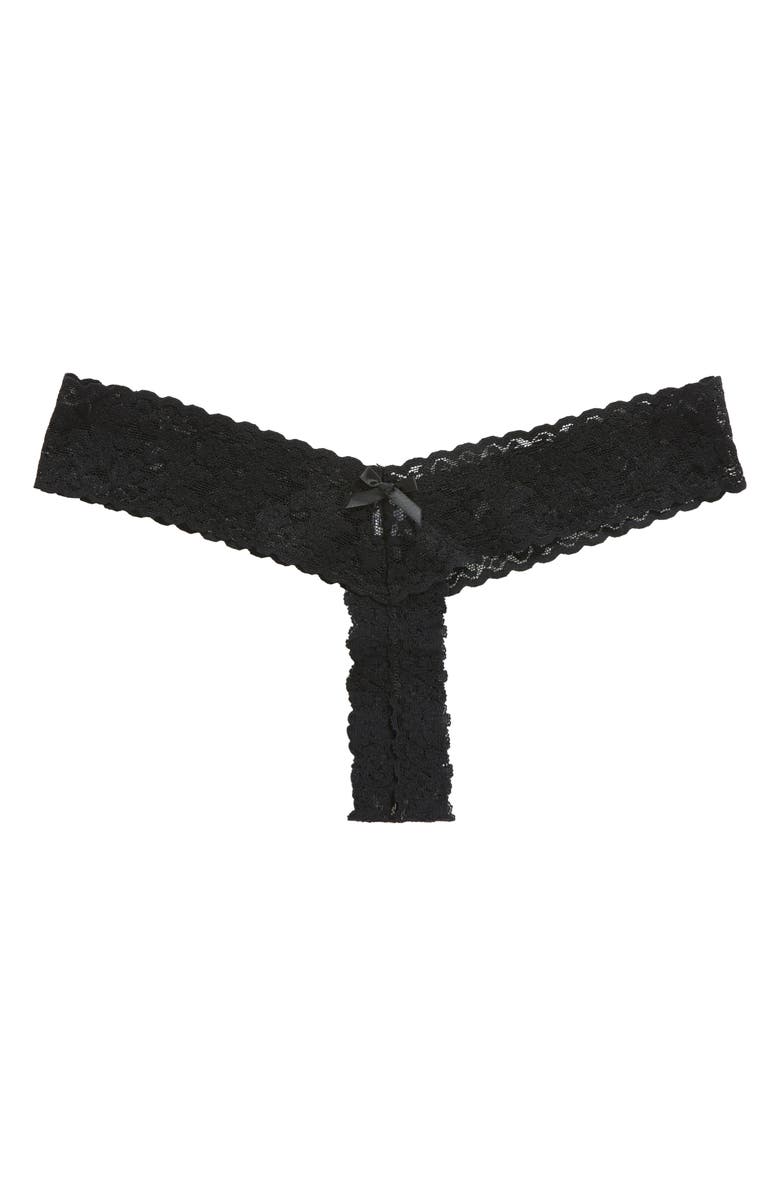 Hanky Panky Signature Lace Low Rise Crotchless Thong, Main, color, Black