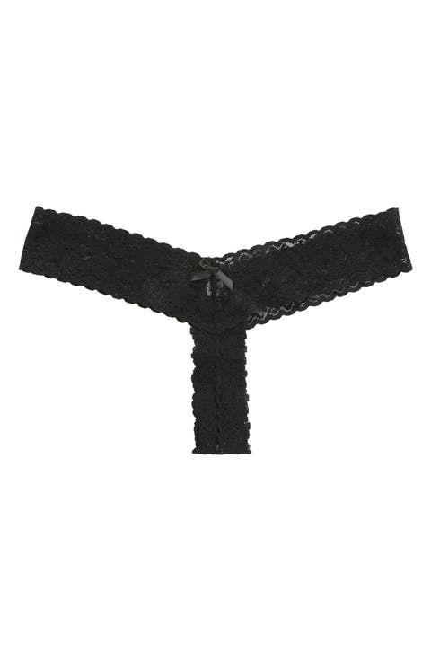 Signature Lace Low Rise Crotchless Thong