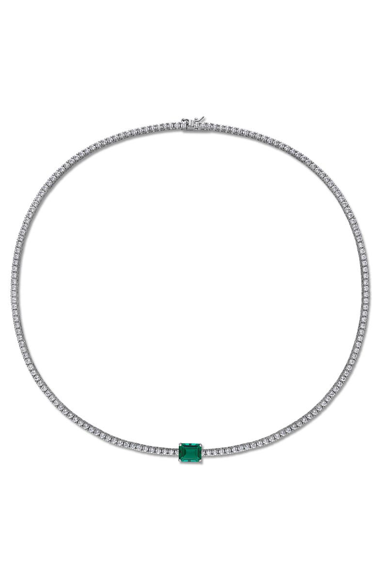 Julianna B. Lab-Created Emerald & White Sapphire Necklace, Alternate, color, Emerald