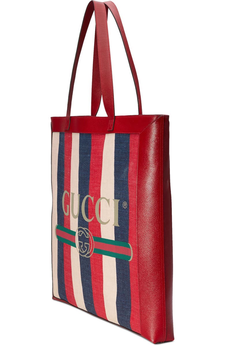 Gucci Stripe Canvas Tote, Alternate, color,