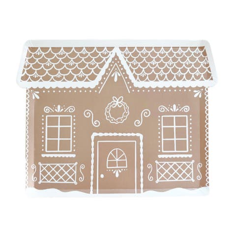 Baking Spirits Bright Gingerbread House Christmas Large Plates in Brown
