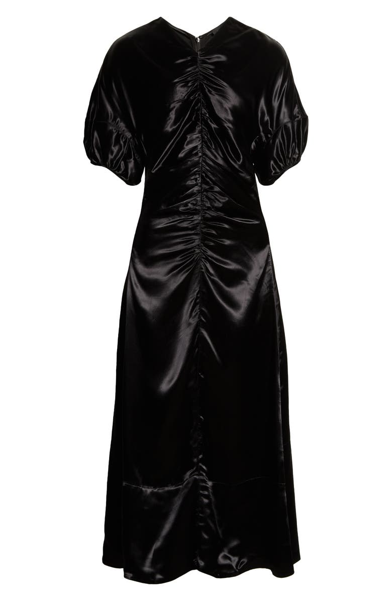 Proenza Schouler Puff Sleeve Ruched Satin Midi Dress, Alternate, color,