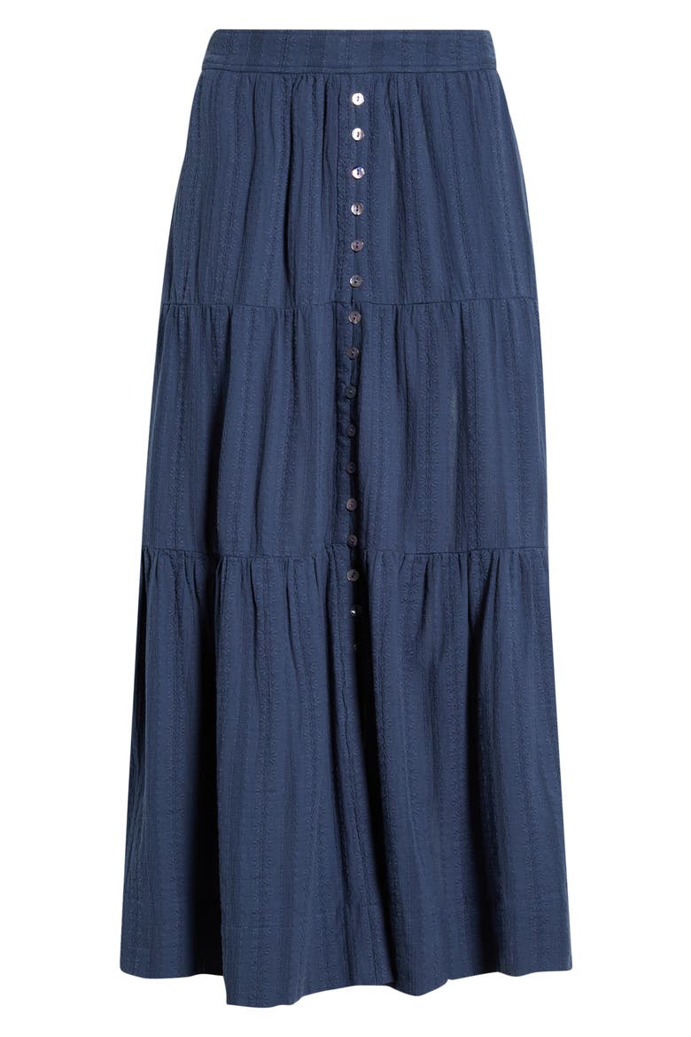 Lana Tiered Cotton Maxi Skirt, Alternate, color, NAVY