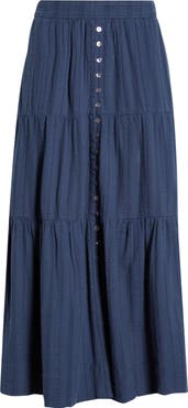Marine Layer Lana Tiered Cotton Maxi Skirt