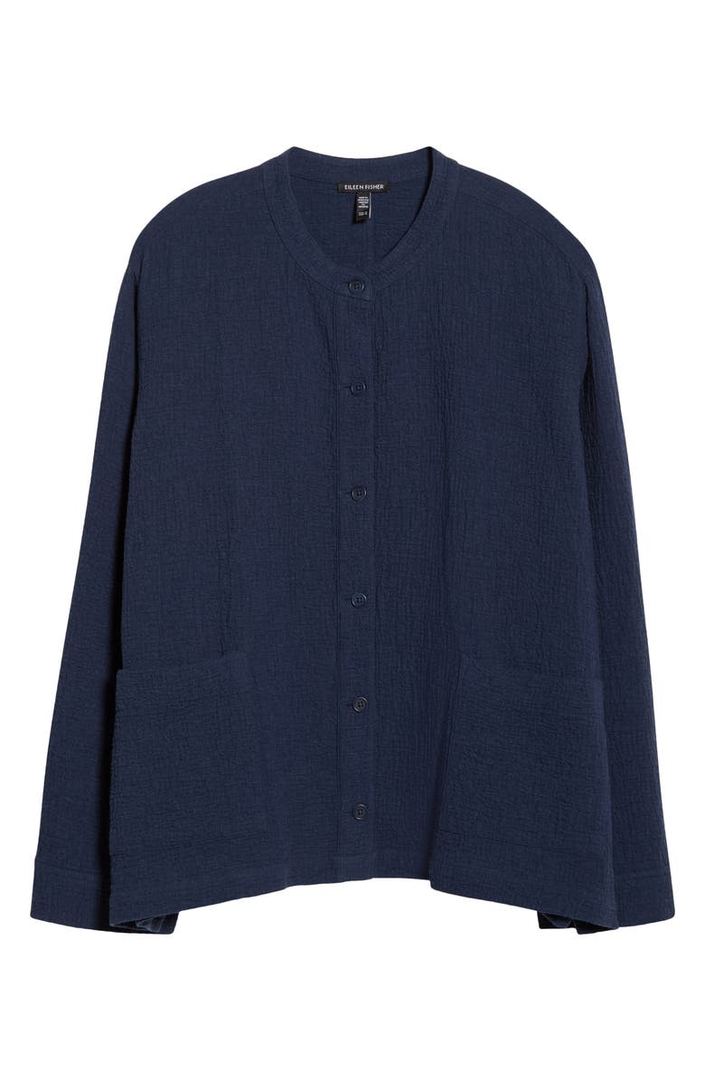 Eileen Fisher Seersucker Shirt Jacket, Main, color, Ink