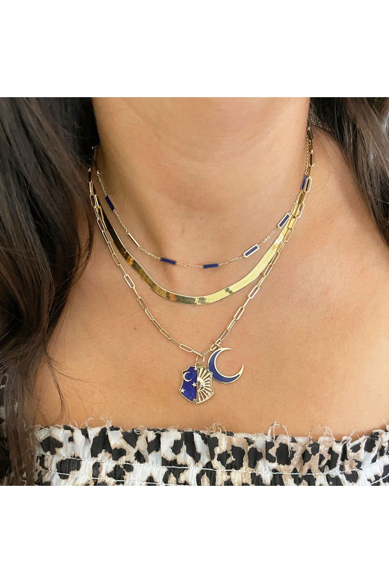 Lapis Bar Chain Necklace, Alternate, color, Blue