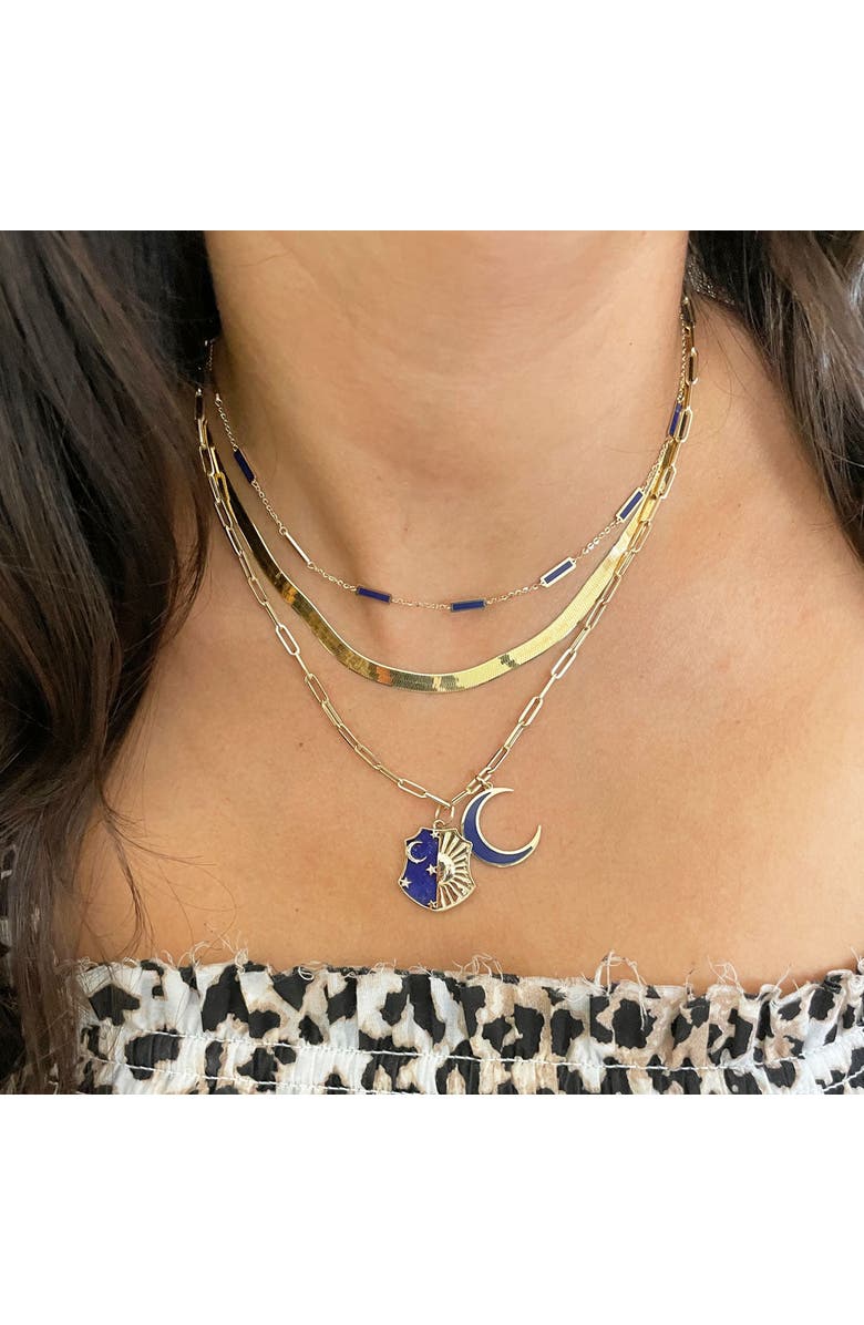 The Lovery Fine Jewelry Lapis Bar Chain Necklace, Alternate, color, Blue