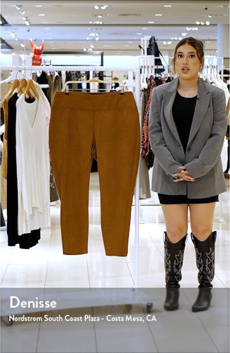 Wide Waistband Faux Suede Leggings, sales video thumbnail