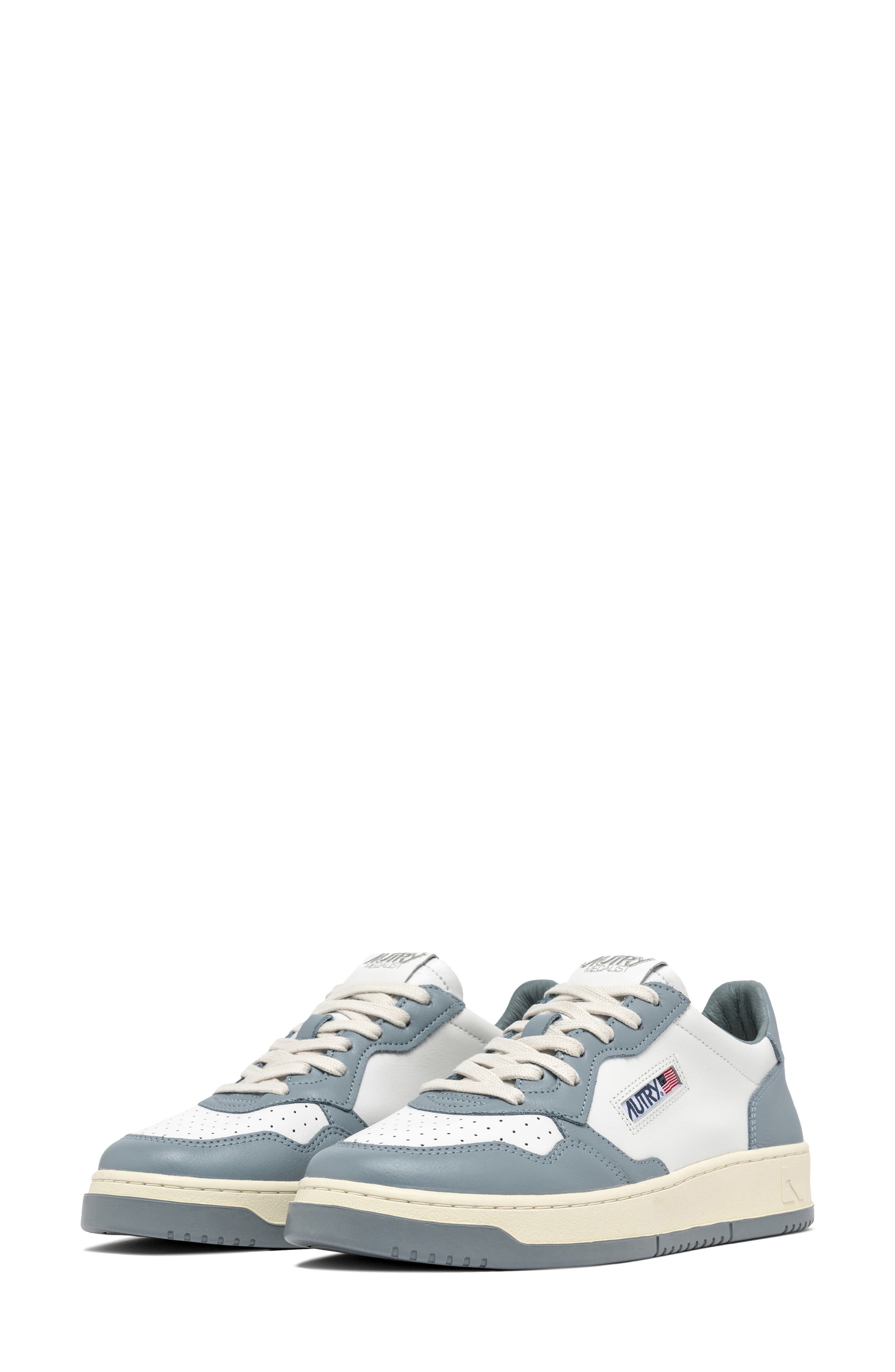  White Leather/ Silver Blue