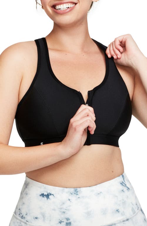 Glamorise Full Figure Zip-Up Sports Bra in Black  product