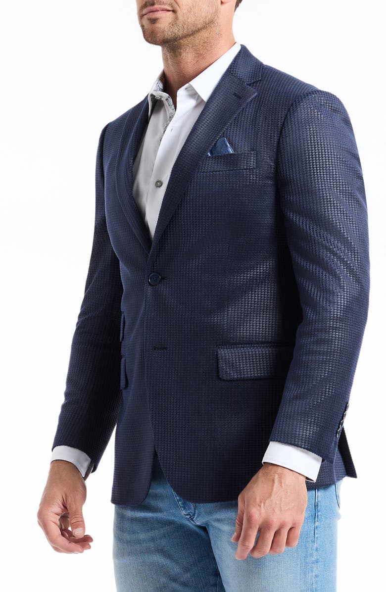 Robert Graham Colden Navy Velvet Houndstooth Sport Coat, Alternate, color, Navy