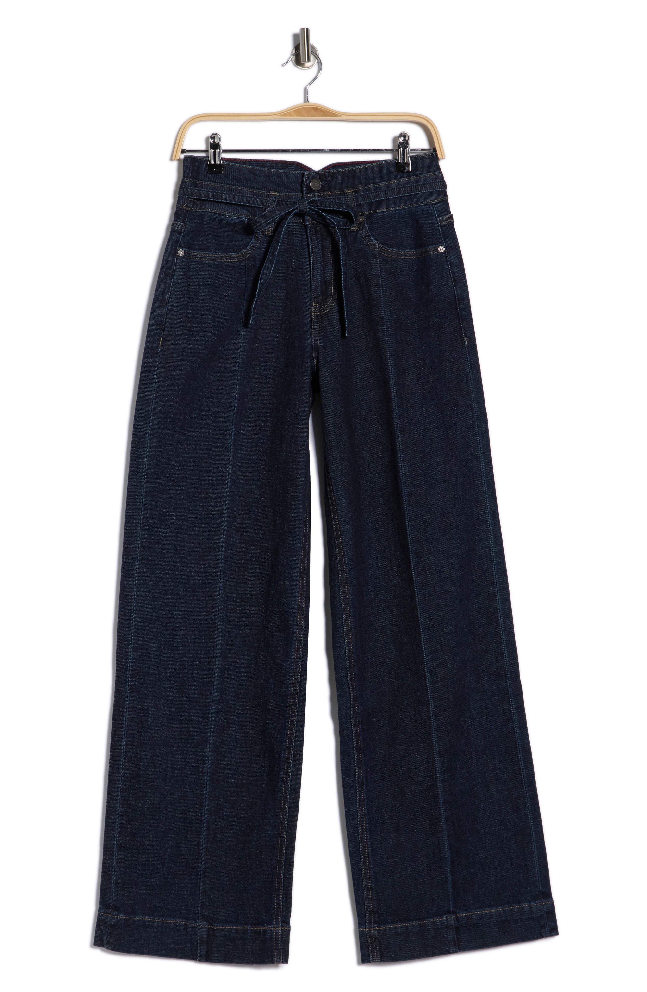 Scotch & Soda Belted High Waist Wide Leg Jeans In Blue