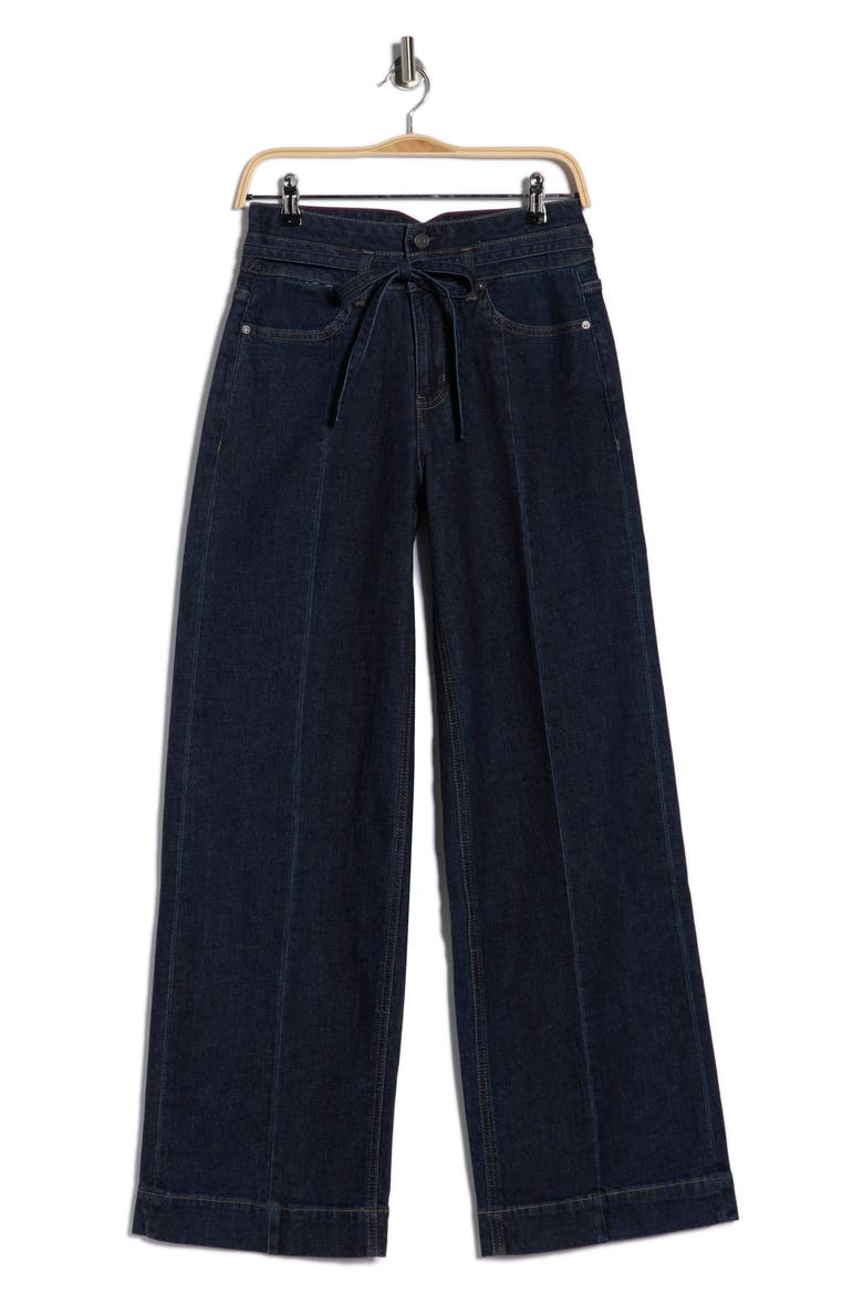Belted High Waist Wide Leg Jeans, Alternate, color, RINSE