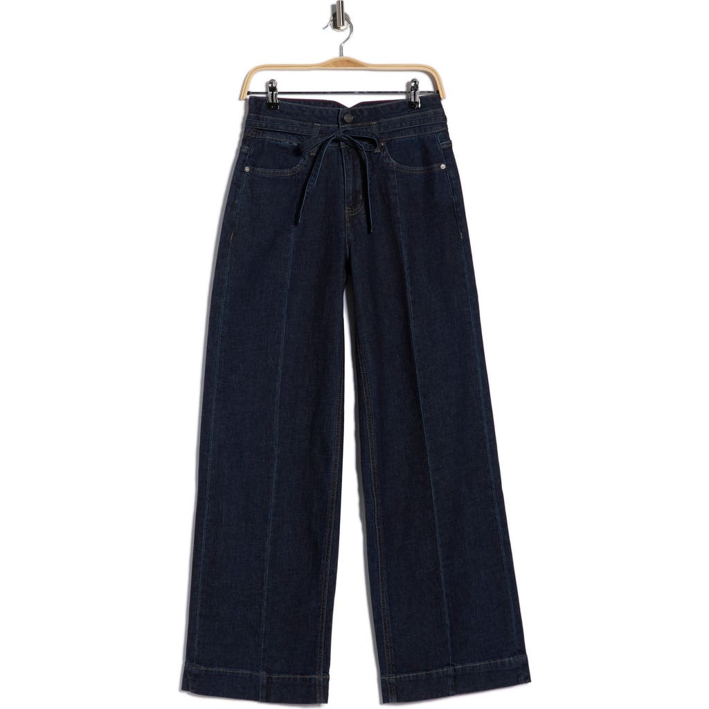 Scotch & Soda Belted High Waist Wide Leg Jeans In Blue
