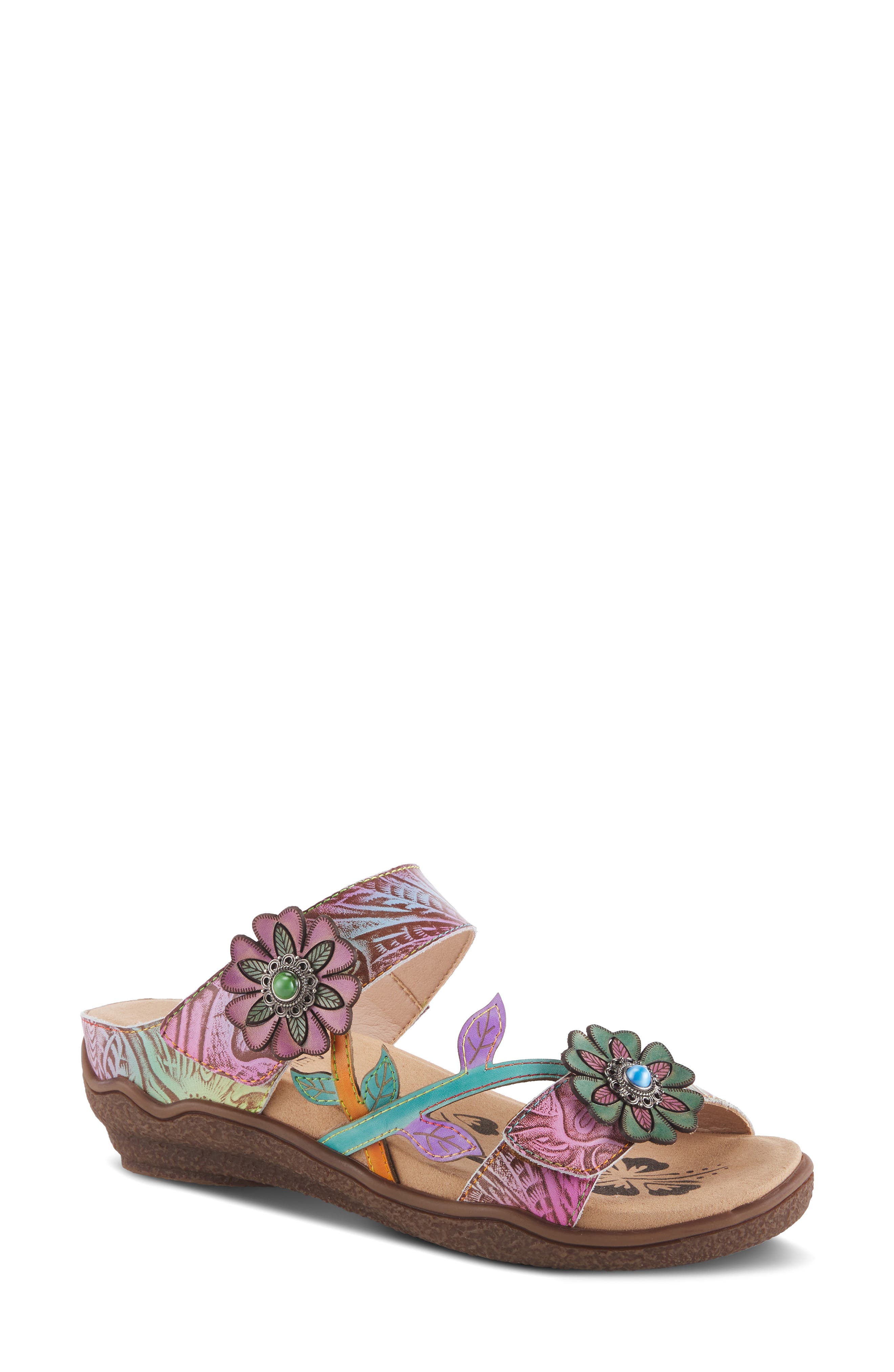L'Artiste by Spring Step Aymee Wedge Sandal, Main, color, Sky Blue Multi