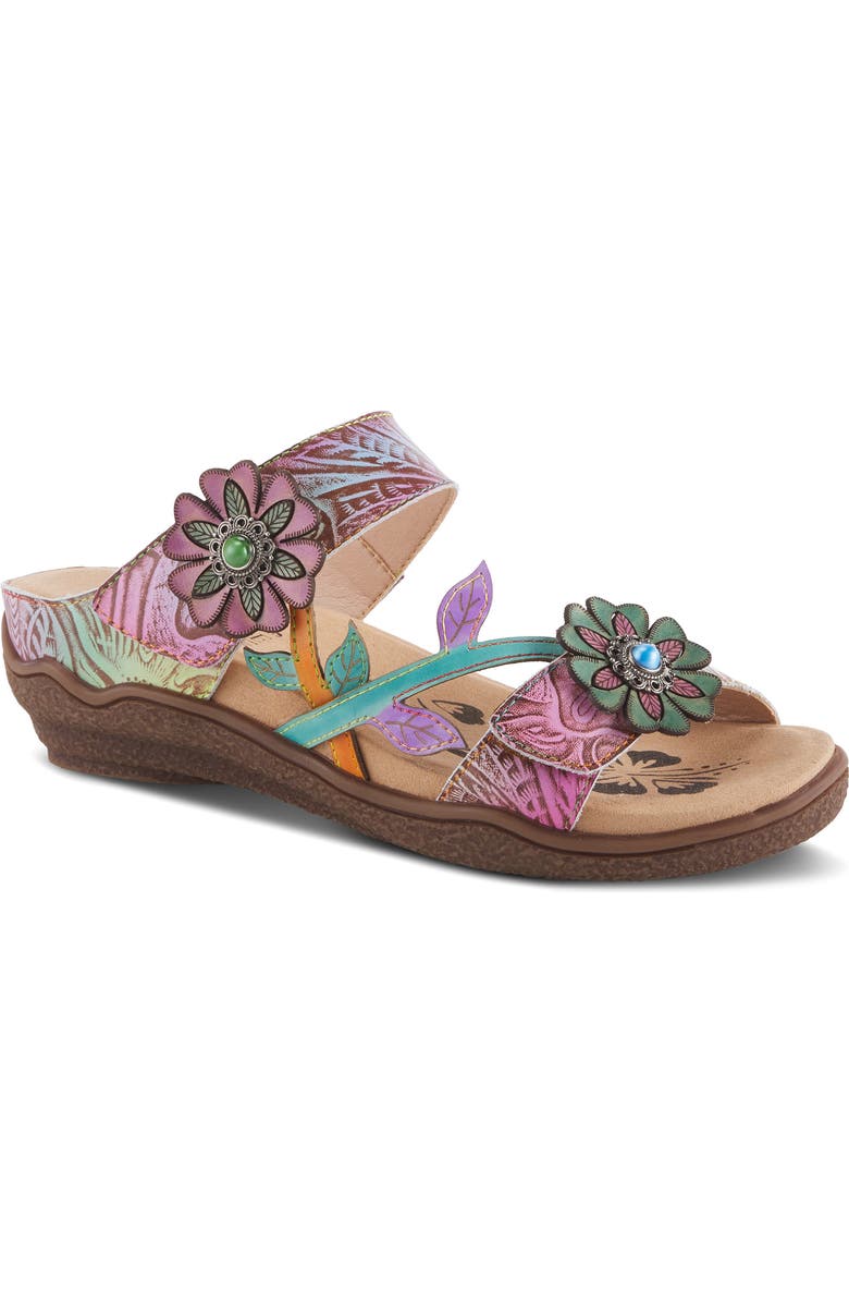 L'Artiste by Spring Step Aymee Wedge Sandal, Main, color, Sky Blue Multi