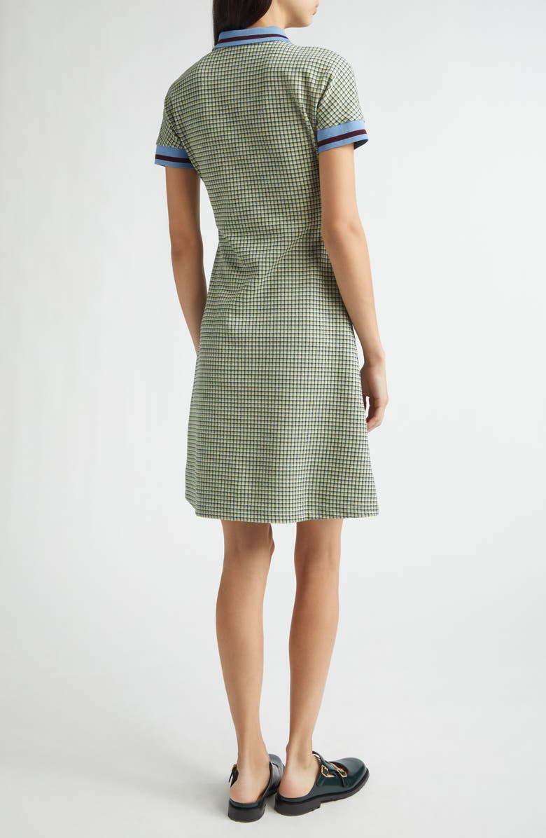 Marni Check Jacquard A-Line Polo Dress, Alternate, color, Green/ Vanilla