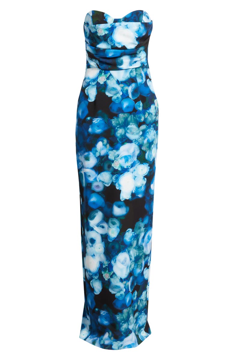 Black Halo Leonora Strapless Gown, Alternate, color, Cerulean Corsage