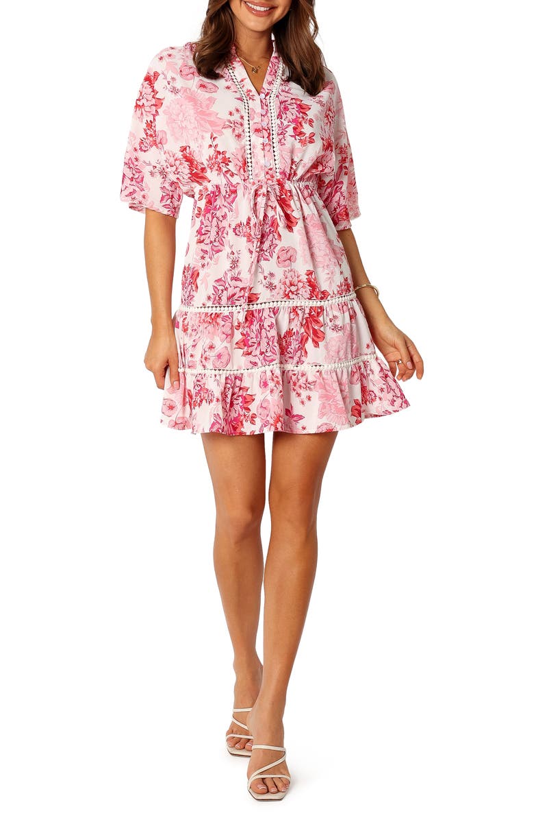 Petal & Pup Sienna Floral Minidress, Main, color, Pink