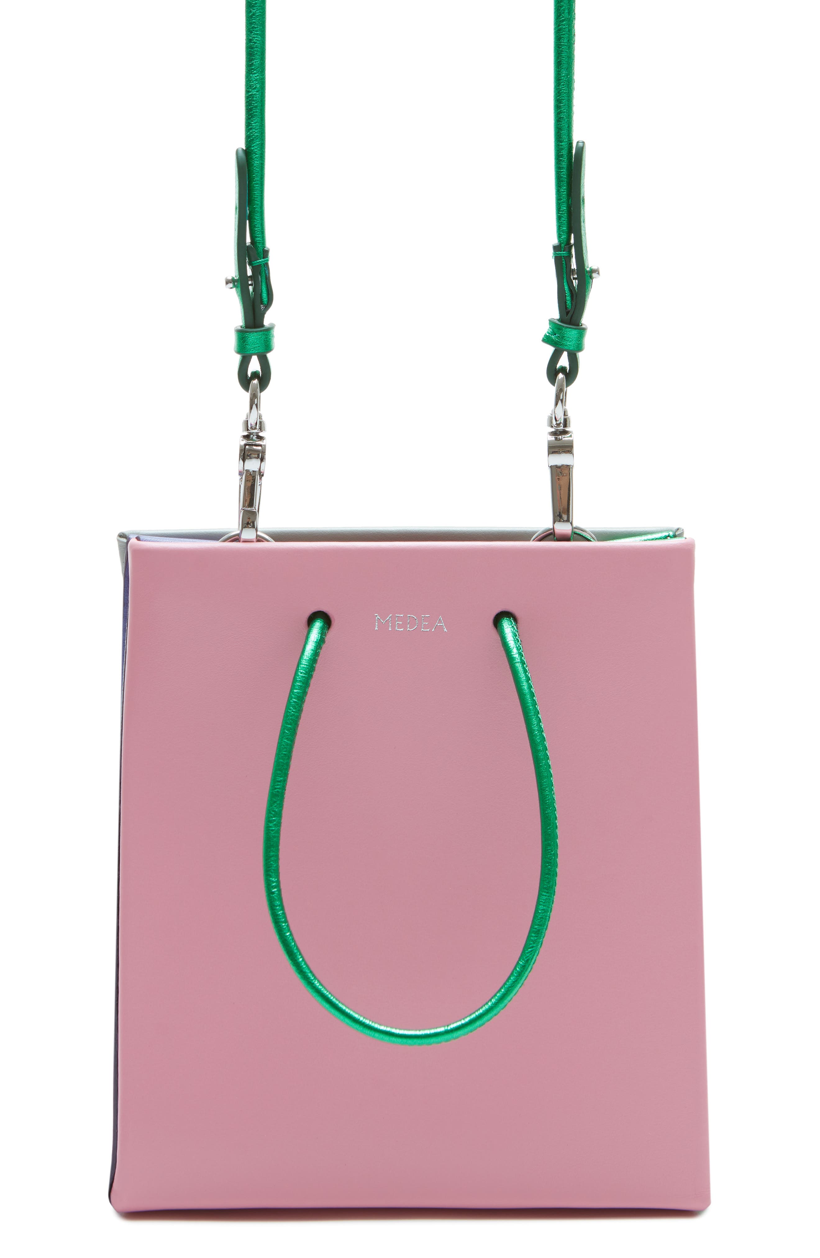 Medea Short Scraps Colorblock Leather Tote, Alternate, color, 