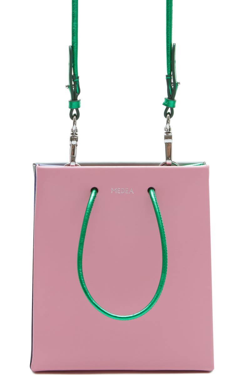 Medea Short Scraps Colorblock Leather Tote, Alternate, color,