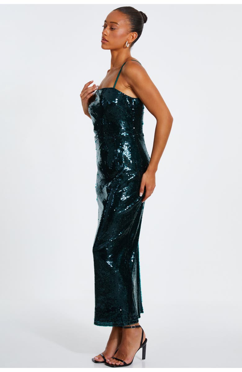 QUIZ Sequin Covered Strappy Maxi Dress, Alternate, color, Bottle Green