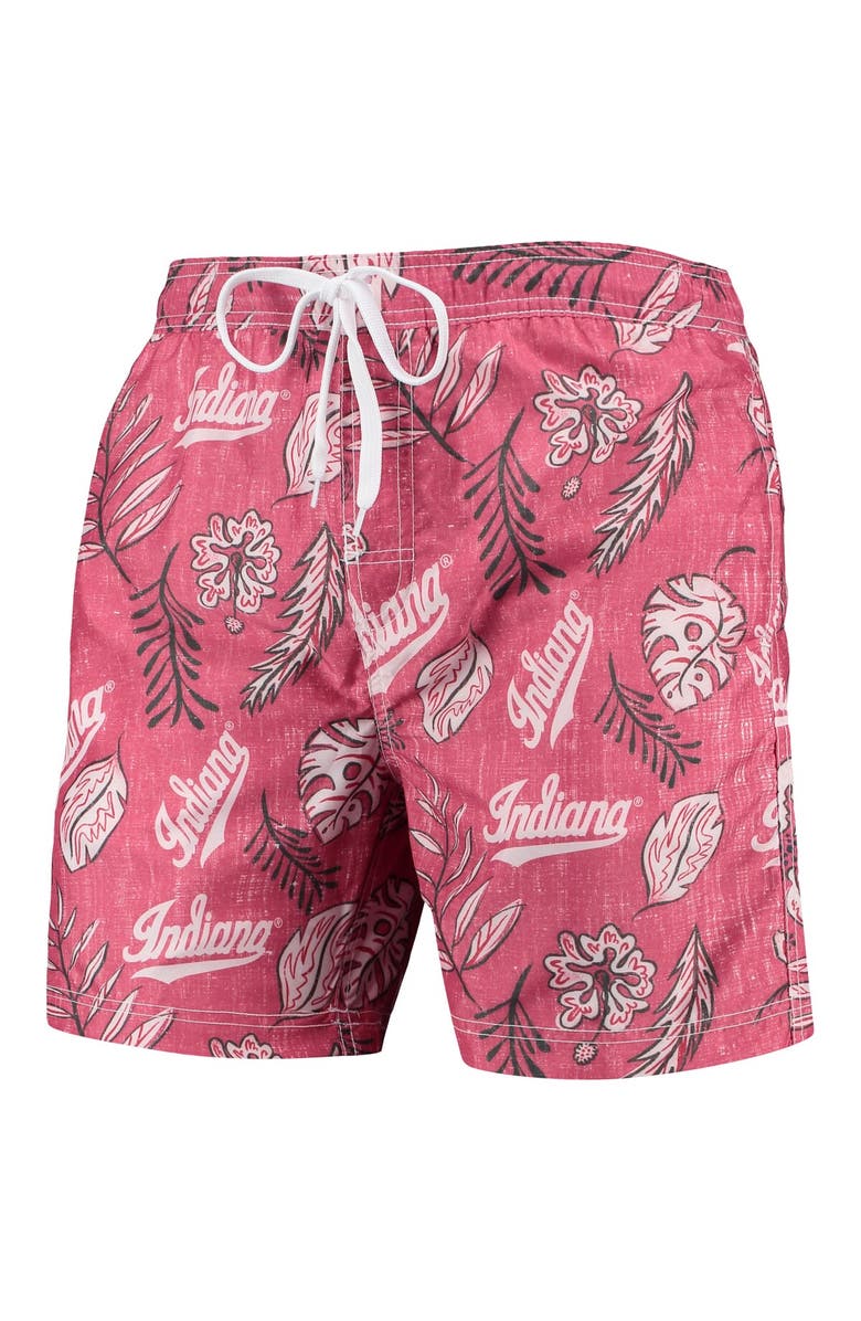 Wes & Willy Men's Wes & Willy Crimson Indiana Hoosiers Vintage Floral Swim Trunks, Alternate, color, 