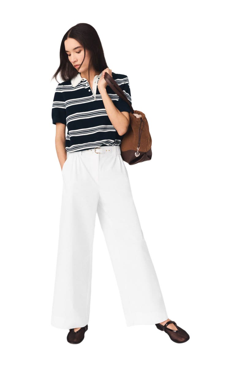 maje Wide-leg cotton trousers, Alternate, color, White