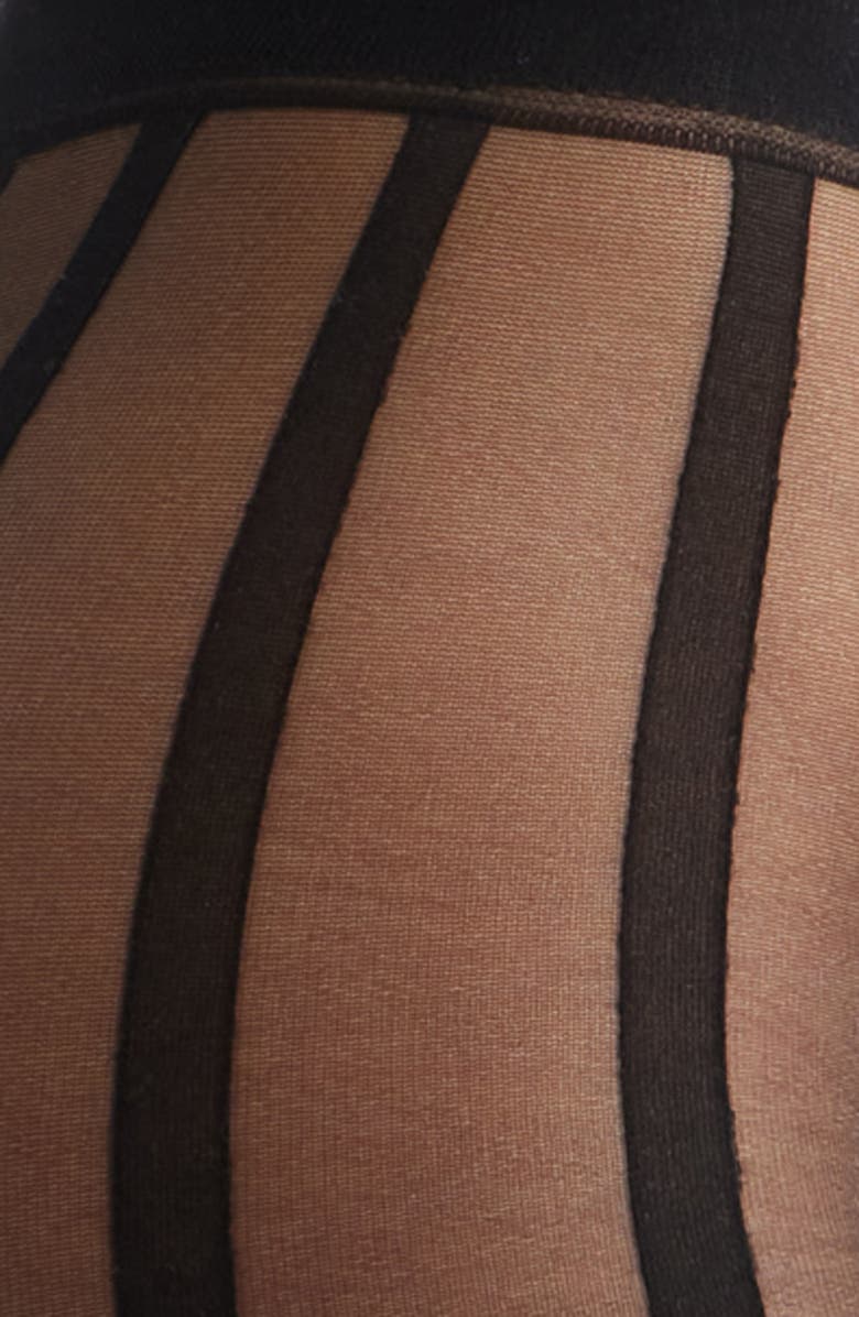 Nordstrom Vertical Stripe Sheer Tights, Alternate, color, Black