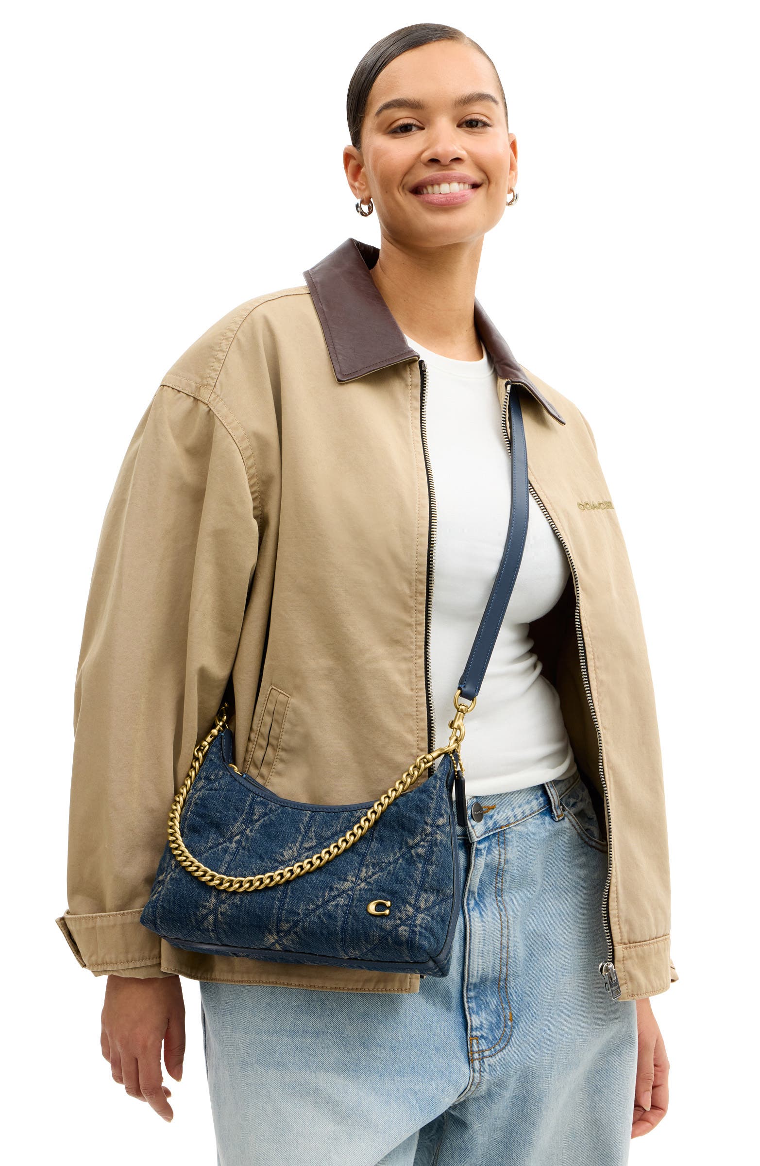 COACH Juliet 25 Quilted Denim Shoulder Bag, Alternate, color, Dark Indigo