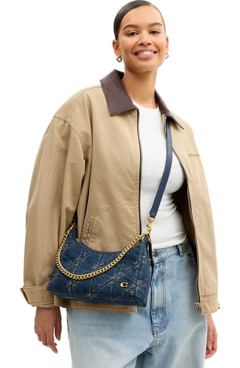 COACH Juliet 25 Quilted Denim Shoulder Bag, Alternate, color, Dark Indigo