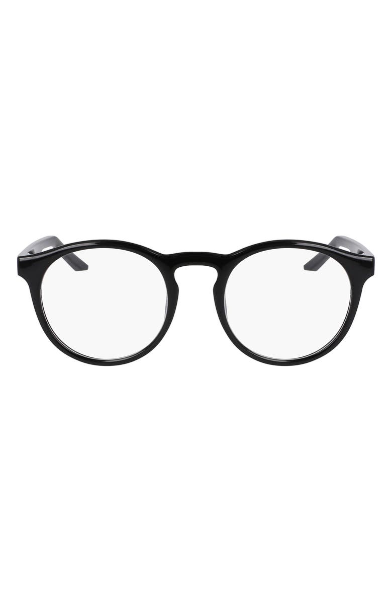 Nike Swerve 51mm Round Blue Light Blocking Reading Glasses, Main, color, Black / Blue Light