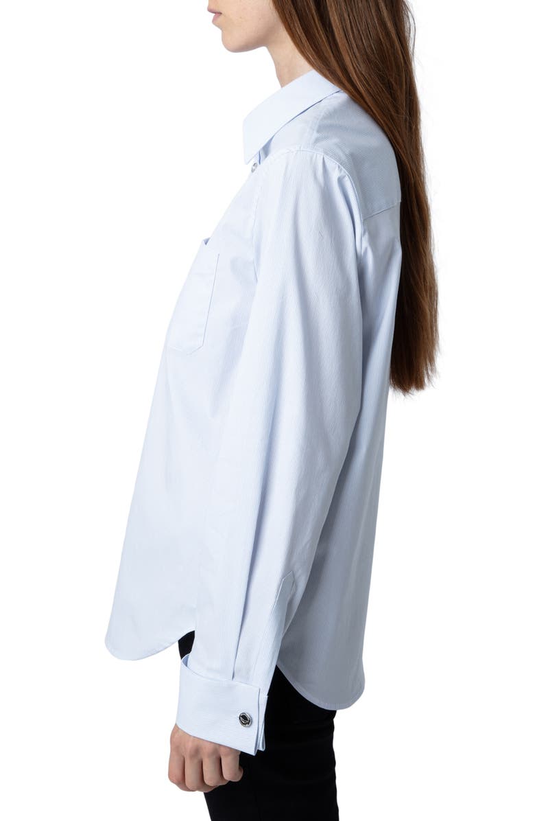 Zadig & Voltaire Taszika French Cuff Cotton Blend Button-Up Shirt, Alternate, color,