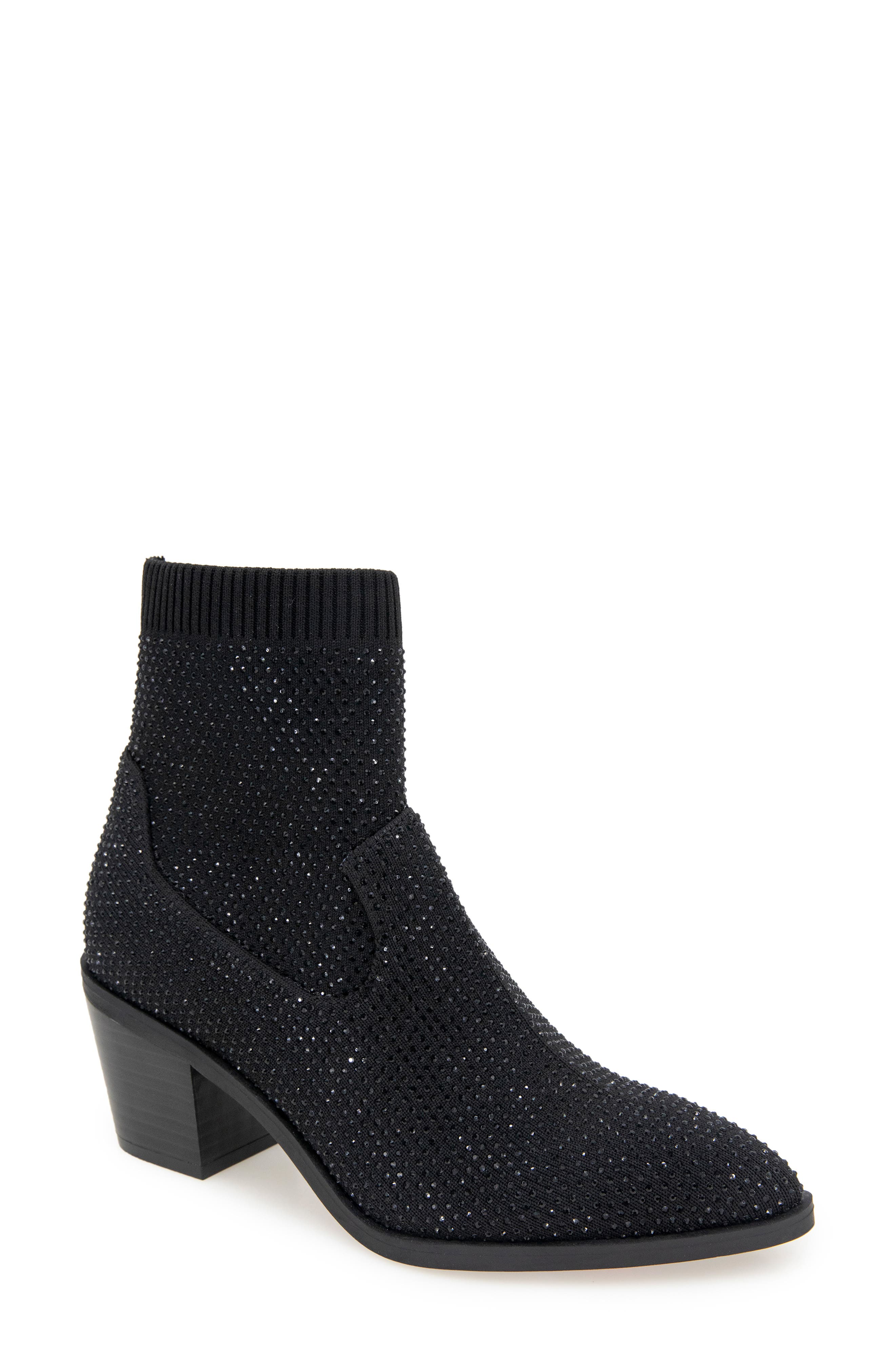 Reaction Kenneth Cole Jess Bejeweled Sock Bootie, Main, color, Black Ombre Knit